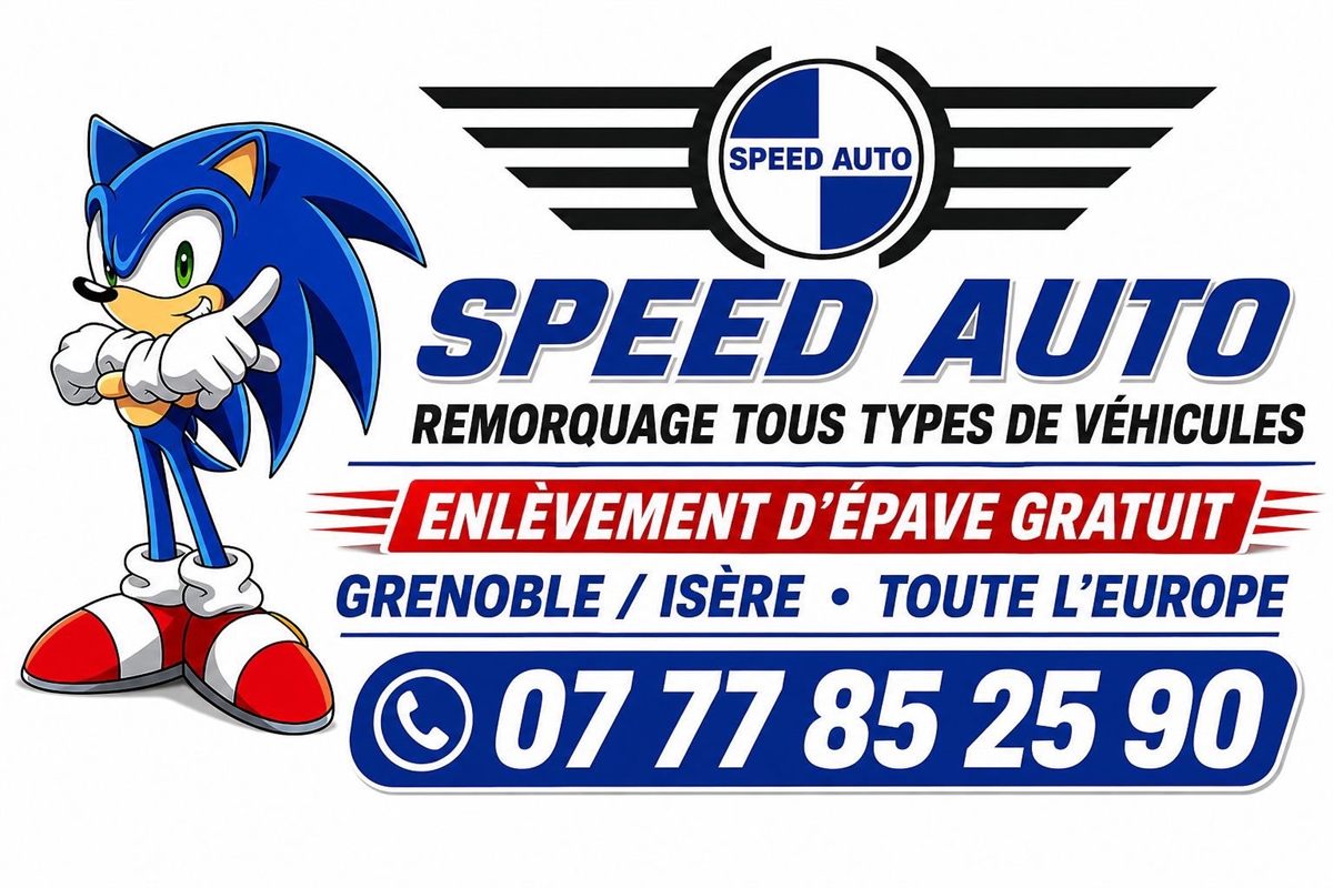 Speed Auto — remolque de todo tipo de vehículos — retirada gratuita de vehículos siniestrados — Grenoble / Isère — toda Europa — 07 77 85 25 90